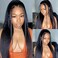 veravicky Straight Wig 16 Inch 180% Density Yaki Straight Human Hair Wig With Pre-Plucked HairlineAdjustable Straps,Natural Black 13x4 Lace Front Wigs Human Hair For Black Women.