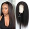 veravicky Straight Wig 16 Inch 180% Density Yaki Straight Human Hair Wig With Pre-Plucked HairlineAdjustable Straps,Natural Black 13x4 Lace Front Wigs Human Hair For Black Women.