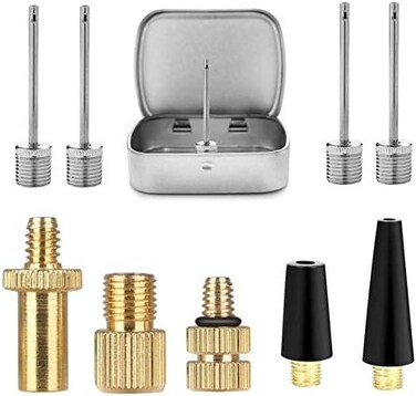 HDNNC Bicycle Valve Adapter DV AV SV Converter, Ball Pump Needle, Inflation Needle, Air Pump Needle Set for All Bike, Sports Ball and Inflatable Equipment 10PCS.