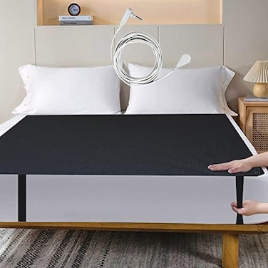 NewBeau Grounding Mat, Black, 54"x71", Polyurethane (PULeather, Sleeping Mat for Reducing Stress and Improving Sleep.