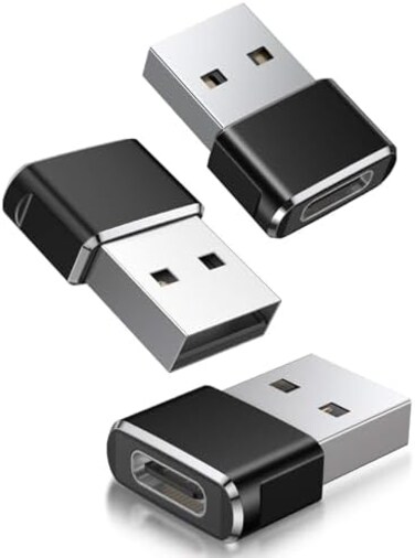 Basesailor USB to USB C Adapter 3Pack,Type C Female to USB A Male Charger Cable Converter for Apple iWatch 8 7 SE,MacBook,iPhone 11 12 13 14 Max Plus Pro,Airpods,iPad 10 Air 4 5 Mini 6,Samsung Galaxy