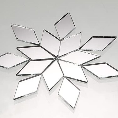 Potchen 500 Pieces Diamond Shape Mirror Mosaic Tile Mini Glass Mosaic Tile Small Rhombus Mirror Craft Diamond Mosaic DIY Tile for Art and Craft Wall Door Home Decorations Making Supplies.