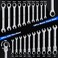 Prostormer Ratcheting Combination Wrench Set, 20-Piece SAEMetric Wrench Kit with Pouch, 72-Tooth, Cr-V Steel, 10Pcs Flex-Head 1/4" to 3/4"10Pcs Fixed Head 6-18mm.