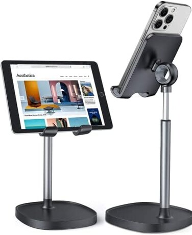 LISEN Mobile Phone Stand Adjustable iPad Stand for Desk, Office Desk Phone Accessories Fits for All Mobile Phones, iPhone, Switch, Kindle, iPad, Tablet 4-10in.