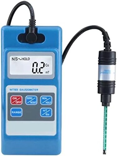 GLTL Gaussmeter Tesla Meter WT10A Surface Magnetic Field Tester with Ns FunctionMetal Probe.