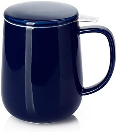 Sweese 20oz Porcelain Teacup with Infuser and Lid, Large Tea Mug for Loose Tea - Microwave and Dishwasher Safe, Insulated, Modern Design for Tea Lovers.