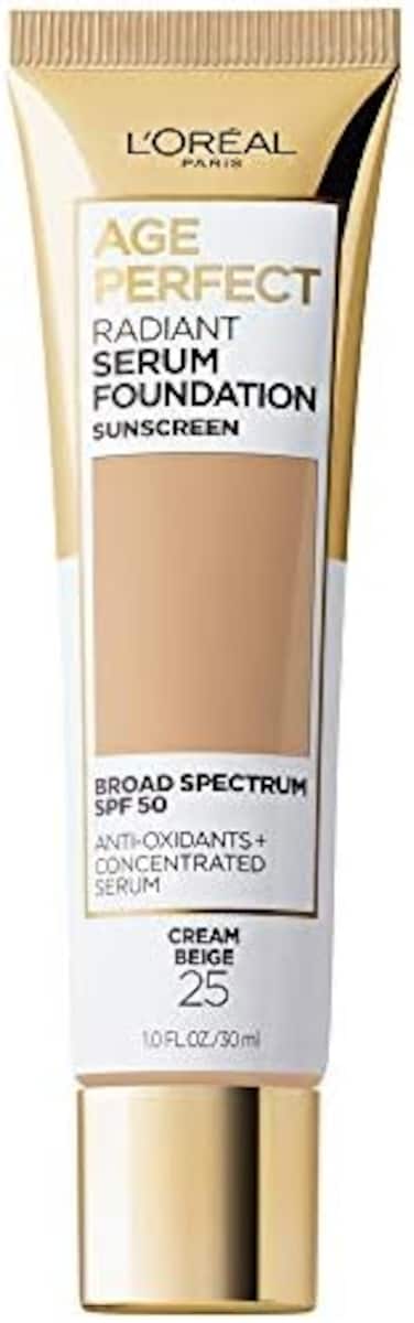 L&rsquo;Or&eacute;al Paris L'Oreal Age Perfect Radiant Serum Foundation with SPF 50, Cream Beige, 1 Ounce.