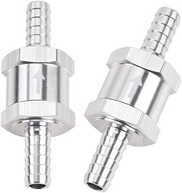 EVIL ENERGY 3/8" 10mm Non Return One Way Check Valve for Fuel Line Oil Petrol Diesel Aluminium Silver Pack of 2.