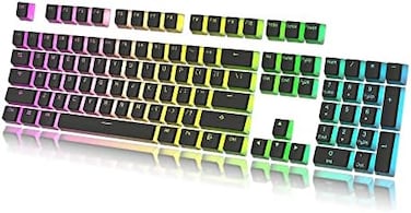 HK GAMING Pudding Keycaps SetDoubleshot PBT Keycap SetFull 108 OEM Profile Key SetANSI US-Layoutfor Mechanical KeyboardCompatible with Cherry MX, Gateron, Kailh, OutemuBlack.