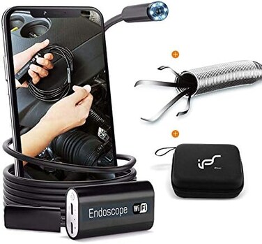 IPS IP SMART Endoscope WiFi, Wireless Endoscope Camera for Android 2. 0MP Borescope Inspection Camera with Flexible Grabber 16. 4ft (5M.