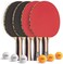 STIGA Performance 4 Player Ping Pong Paddle Set of 4 &ndash; Table Tennis Rackets, 6 &ndash; 3 Star Orange and White Balls.