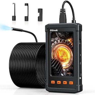 Oiiwak 50FT Endoscope Inspection Camera, Borescope Camera for Pipe Sewer Drain Plumbing Inspection 1080P HD 4. 3&ldquo; IPS Screen Waterproof IP68 Bore Scope Snake Camera with 6 LED Lights(15m Cable.