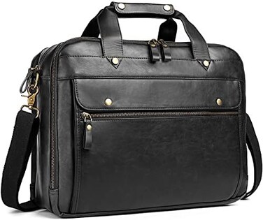 Bosidu 15. 6 Inch PU Leather Briefcase for Men Laptop Bag Waterproof Retro Business Travel Messenger Bag Perfect for Daily/Christmas.