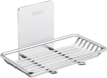 Tiilan Self Adhesive Bar Soap Dish for Shower, Bathroom Soap Holder Wall Mount &ndash; Stainless Steel, Silver.