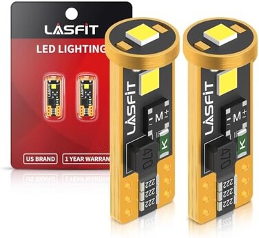 مصباح LASFIT 194 168 2825 W5W LED بدون أخطاء Canbus، مصابيح T10 LED 400LM 6000K للإضاءة الداخلية وإضاءة الخرائط ولوحة الترخيص وإضاءة صندوق السيارة (عبوة من قطعتين).