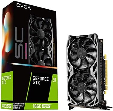 EVGA 06G-P4-1068-KR GeForce GTX 1660 Super Sc Ultra Gaming, 6GB GDDR6, Dual Fan, Metal Backplate.