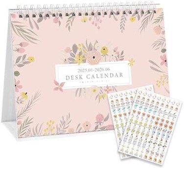 Mokani Small Desk Calendar 2022-2023 (8"x6", Mini Monthly Desktop Calendar from July 2022 to December 2023, Academic Year Standing Desk Calendars with Planner Stickers.