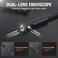 Teslong 5 inches IPS Endoscope Camera, Dual Lens Inspection Camera, HD Borescope IP67 Waterproof with 7 LEDs, 3. 3ft Semi-Rigid Cable Scope Camera, 8mm Dia. 1. 5X Digital Zoom, Carrying Case, 32GB Car