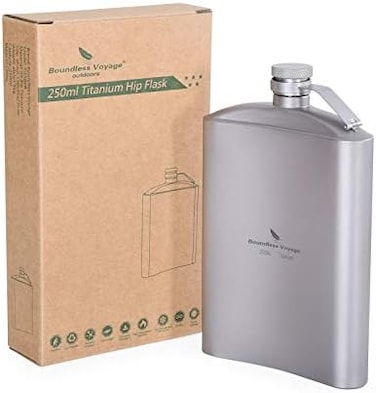 usharedo Titanium Ultralight Hip Flask Portable Wine Bottle with Funnel Camping Picnic Pocket Whiskey Alcohol Drinkware Accessories.