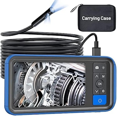 Teslong Dual Lens Endoscope Camera, 1080P Dual Camera Borescope Inspection Camera with 4. 5" IPS Monitor-16ft Waterproof Snake Camera-LED Ring Light-32GB MicroSD Card-Chargeable Battery -Carrying Case