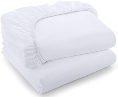 Utopia Bedding Queen Fitted Sheets - Bulk Pack of 2 Bottom Sheets - Soft Brushed Microfiber - Deep Pockets - ShrinkageFade Resistant - Easy Care (Queen, White.