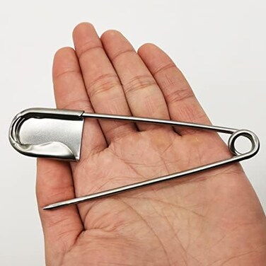 otylzto (5- 5 PCS Heavy Duty Jumbo Stainless Steel Safety Pins Nickel Plated Safety Pins 13cm for Laundry, Blanket, Key Rings, Outdoor.