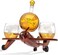 Godinger Whiskey Decanter Airplane Globe Set with 2 World Whisky Glasses - for Liquor Scotch Bourbon Vodka.