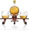 Godinger Whiskey Decanter Airplane Globe Set with 2 World Whisky Glasses - for Liquor Scotch Bourbon Vodka.