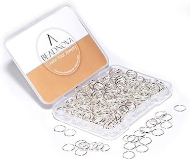 حلقات قفز مفتوحة من BEADNOVA مقاس 8 مم، حلقات قفز فضية لصنع المجوهرات وسلاسل المفاتيح (300 قطعة).