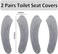 timecity 2Pairs Plush Warm Thick Padded Toilet Seat Cover Mat Non Slip Soft Toilet Seat Cushion Washable Bathroom Warmer with Self-Adhesive Tape.