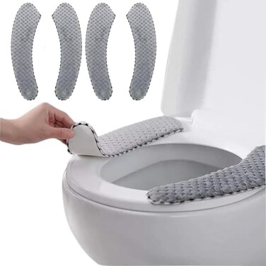 timecity 2Pairs Plush Warm Thick Padded Toilet Seat Cover Mat Non Slip Soft Toilet Seat Cushion Washable Bathroom Warmer with Self-Adhesive Tape.