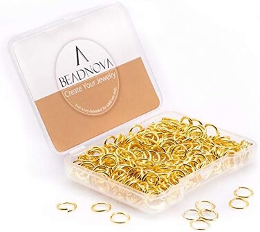 حلقات قفز مفتوحة من BEADNOVA مقاس 8 مم، حلقات قفز ذهبية لصنع المجوهرات وسلاسل المفاتيح (300 قطعة).