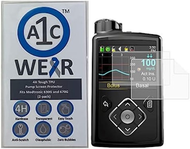 A1C WEAR 4H Tough TPU Screen Protector for Medtronic 770G 780G 670G 640G 630G 620G Insulin Pumps - Won't Crack or Chip - Anti-Scratch Anti-Fingerprint - 2 Pack.