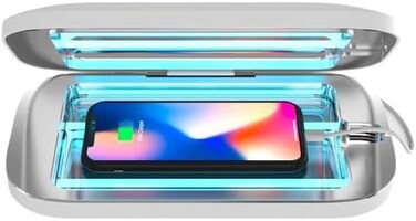 PhoneSoap Pro UV Smart Phone SanitizerUniversal Cell Phone Charger BoxPatentedClinically Proven 360-Degree UV-C DisinfectionDisinfects and Charges All Phones (White.