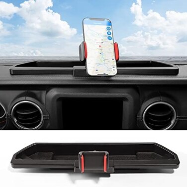 CheroCar JL Cellphone Dash Multi-Mount Phone Holder Stoage Tray System Kit fits for 2018-2020 Jeep Wrangler JL, fits for 2020 Jeep Gladiator Trunk JT, Organizer Box Interior Accessories.