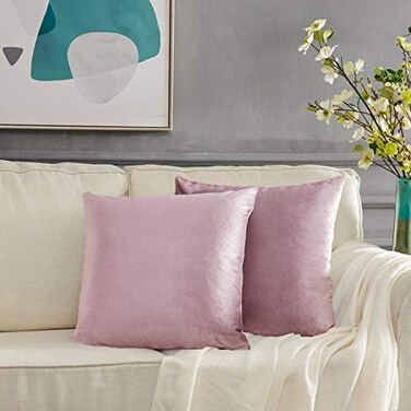 GIGIZAZA Decorative Couch Throw Pillow Cover,Set of 2 18x18 Pink Girl Pillow Covers,Square Sofa Velvet Throw Cushions.