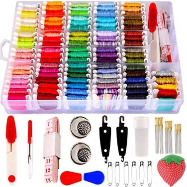 YITOHOP 200pcsEmbroidery Floss kit, Friendship Bracelet String Kit with Organizer Box-Included 100pcs Friendship Bracelet Floss Thread,Cross Stitch Kits Gifts.