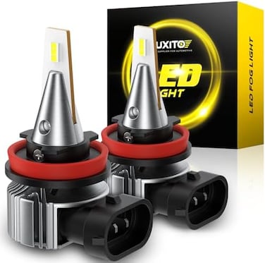 AUXITO Upgraded H11/H8/H16 LED Fog Light Bulbs with CSP LED Chips 6500K White 700% Brighter Mini Size Plug and Play for Fog Lights or Daytime Running Lights DRL, Pack of 2.