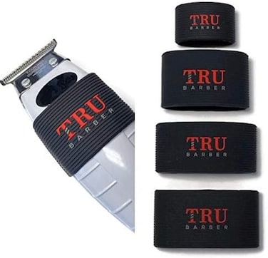 TRU BARBER Clipper Grip Bands 4 PCS, Clipper grips for Barbers, Clipper sleeve for barber tools, Non slip, Heat resistant (Black.
