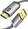 WARRKY 4K DisplayPort to HDMI Cable [UHD, Metal Case, Nylon Cable] 6FT Unidirectional Display Port 1. 2 Source to HDMI 1. 4 Screen, DP to HDMI Compatible for Computer, NVIDIA, AMD, Dell, Lenovo, Monit