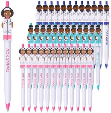 Sikao Cute Doctor Pen Thank You Caring Pens Gift for Doctors Medical Staff Assistants Healthcare Workers Women Coworkers Pharmacy (Mixed 36Pack.