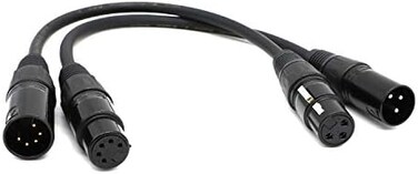 SiYear XLR Male 3 Pin to XLR Female 5 PinXLR Female 3 Pin to XLR Male 5 Pin Audio Cable, for Microphone DMX Stage Light Turnaround Etc（1Set / 2Pack.