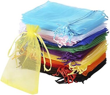 Bouraw 120Pcs Organza Bags 10cm x 15cm Mixed Colour with Drawstring, Jewellery Pouches Wedding Party Christmas Favour Gift Bags (10cm x 15cm , Mixed Colour.