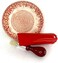 Wdiaodn BonCera, All-in-one 4pcs Prime Ceramic Garlic Grater Set - HandMade, Red Emboss Design Grater Plate w/Garlic Peeler, Gathering Brush, Display Stand, It's also grating Turmeric, Ginger, and mor