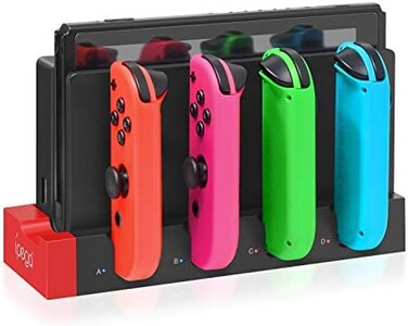Klipdasse Charging Dock Compatible with Nintendo SwitchSwitch OLED Model Joycons, Switch Controller Charger Dock Station for Joycon Charges up to 4pcs, Charging Stand Station for Nintendo Switch/OLED