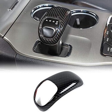 CheroCar Gear Shift Knob Cover Stick Shifter Cap Cover Frame for 2014-2015 Jeep Grand Cherokee, for 2012-2014 Chrysler 300C, Interior Accessories (Carbon Fiber Grain.