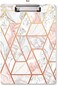 WAVEYU Marble Clipboard Decorative for Office, Cute Clipboard Hardboard with Low Profile Clip Designed for Middle High School College Student Girl Women Adult Teen Gift, PinkGold (12. 5"x8. 5".