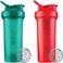 BlenderBottle Blender Bottle Classic V2 Shaker Perfect for Protein Shakes and Pre Workout, 28-Ounce (2 Pack, Red, Green.