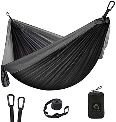 Grassman Camping Hammock DoubleSingle Portable Hammock with Tree Straps, Lightweight Nylon Parachute Hammocks Camping Accessories Gear for Indoor Outdoor Backpacking, Travel, Hiking, Beach.