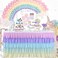 HB HBB MAGIC Unicorn Table Skirt Rainbow Tablecloth for Baby Shower Birthday Party Unicorn Themed Party Wedding Pastel Chiffon Tutu Table Skirt for Rectangle Table 9ft.
